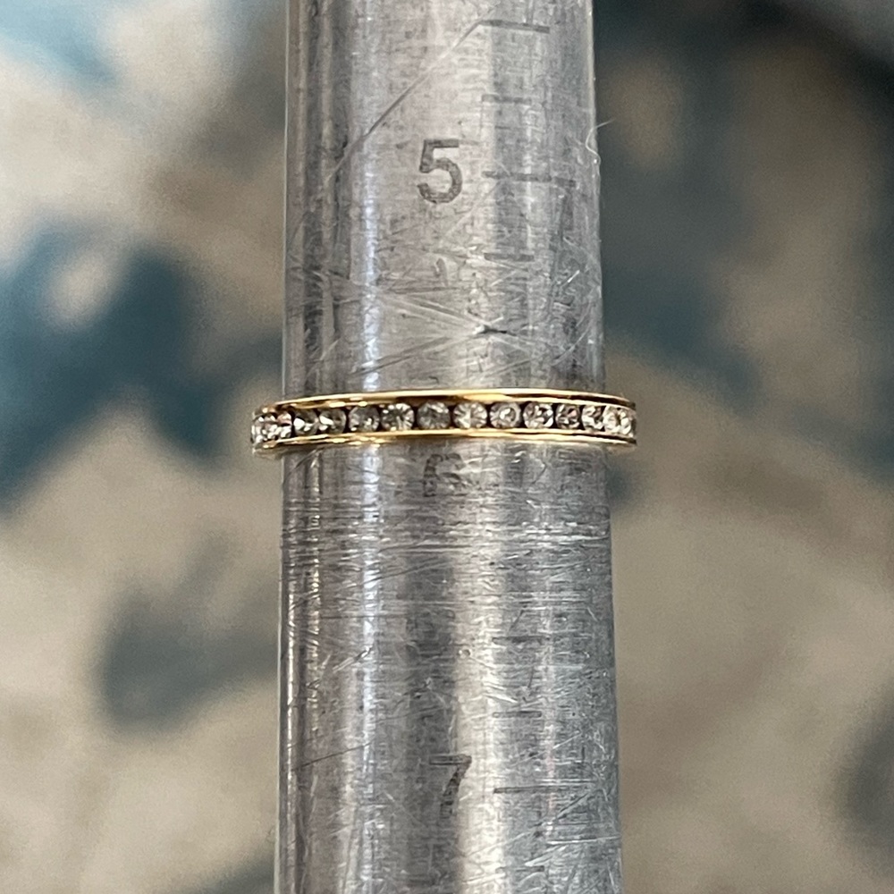 Pair of diamanté set gold tone eternity bands - Picture 5 of 7